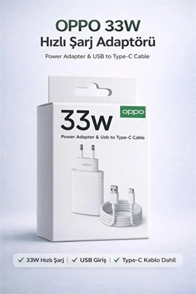 Oppo 33W POWER ADAPTÖR & USB TO TYPE-C KABLO