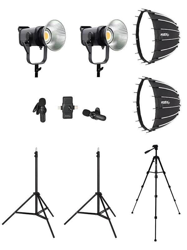 PDX COBAC 200 2'li Stüdyo Işık SL90 V6 Mikrofon Seti