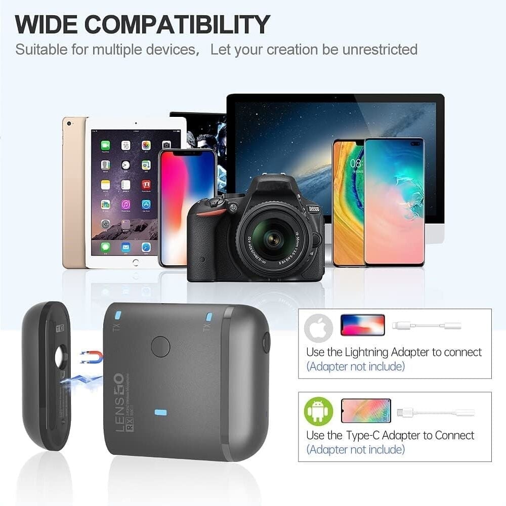 LENSGO Lensgo 318CII Kablosuz Çift Kanallı Yaka Mikrofonu Görsel 4