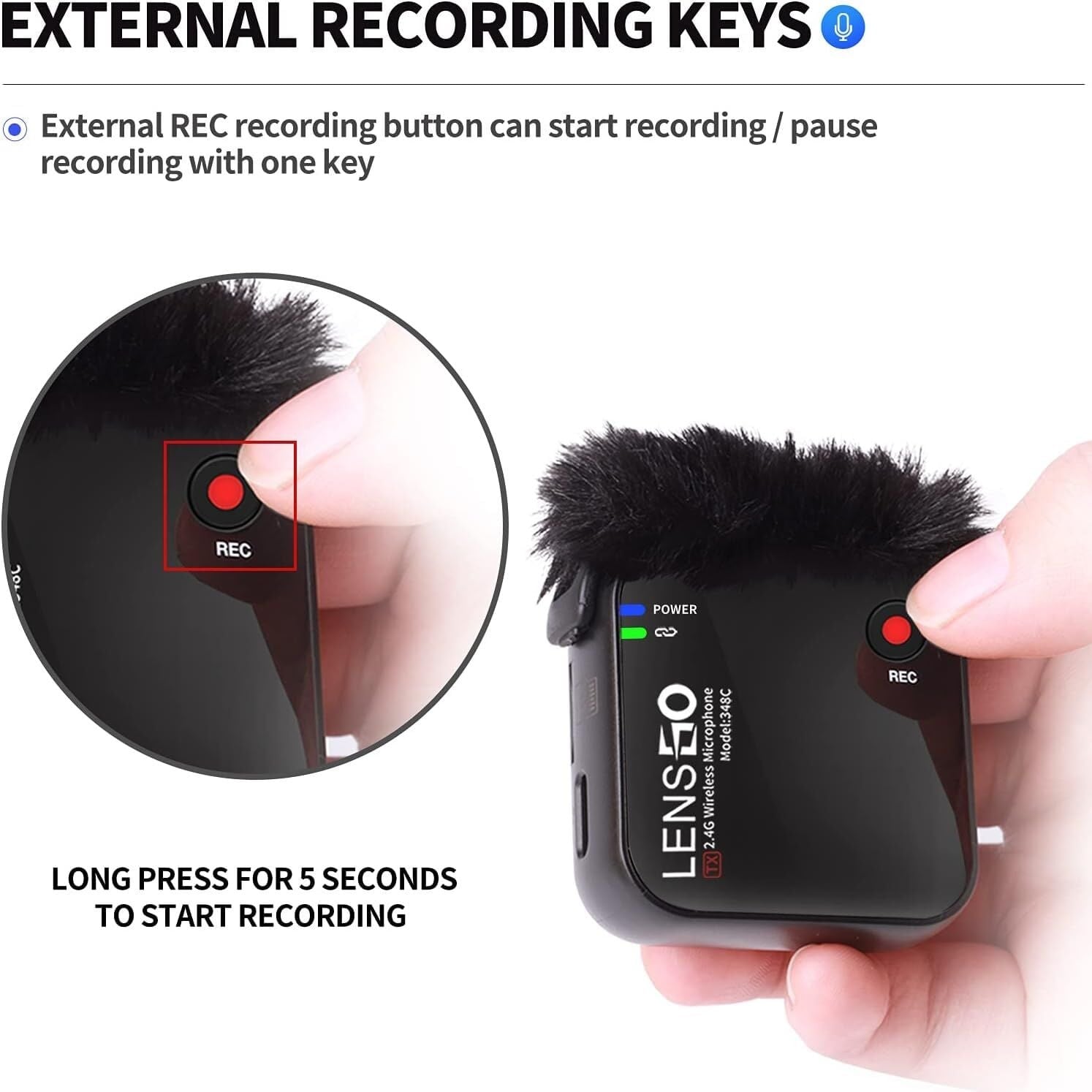 LENSGO Lensgo 348C 2.4 Ghz Kablosuz Yaka Mikrofonu Görsel 4