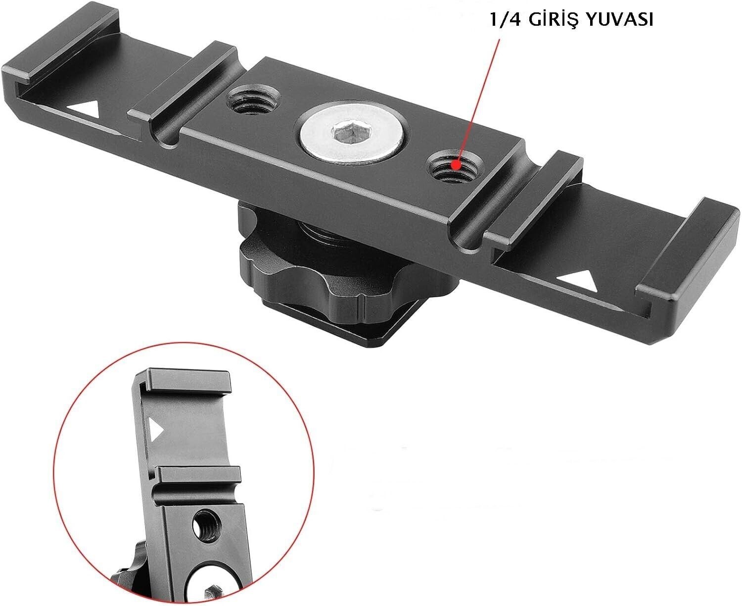 PDX PDX HB-104 İkili Cold Shoe Adaptör 1/4"-20 Montaj Yuvalı Görsel 4