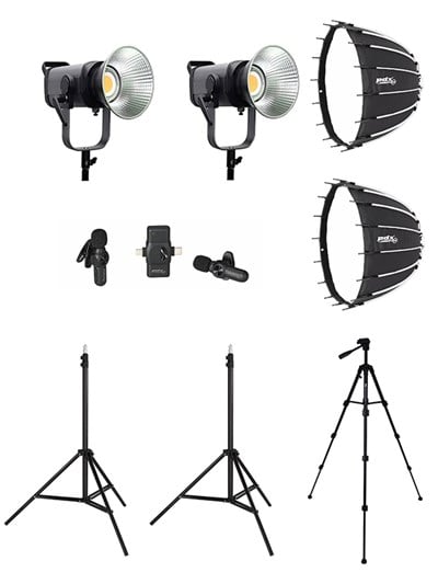 COBAC 300 Stüdyo Işığı (2) + 3 Mt Işık Ayağı (2) + SL90 Softbox (2) + 307 Tripod + V6 Mikrofon Işık Seti