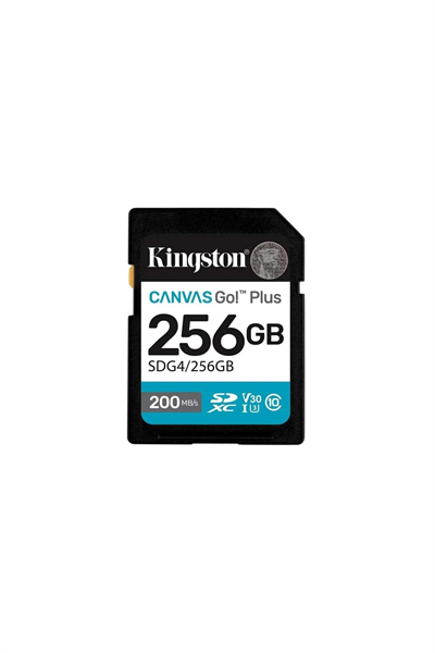 Kingston SDG4 256GB Canvas Go Plus Gen4 200MB-s C10 UHS-I U3 V30 Hafıza Kartı
