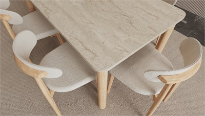Bohem Traverten Yemek Masası 120x80 cm Açılır-Kapanır