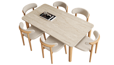 Bohem Traverten Yemek Masası 120x80 cm Açılır-Kapanır