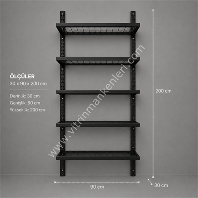 DUVARA MONTE GEÇMELİ RAF 5 RAFLI TEL RAF 30x60/90/120x200 cm