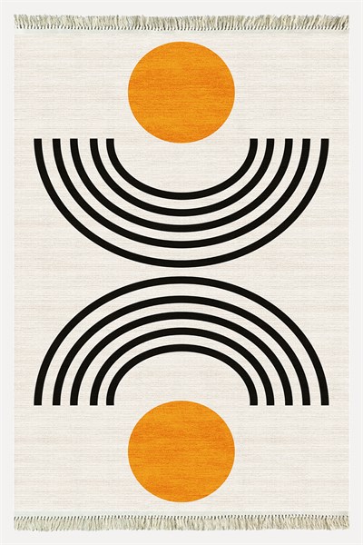 Cotton Kilim 80 Krem Tonlarında  Etnik Boho Stil Pamuk Taban