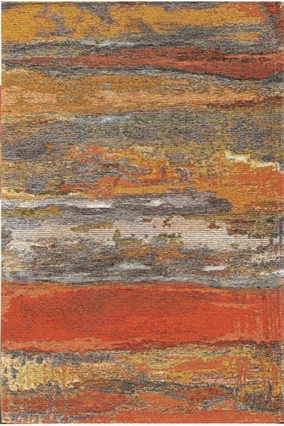 Turuncu Kırmızı Soyut Fırça Darbe Desenli Modern Halı - Sıcak Gri Degrade Salon Halısı 1084