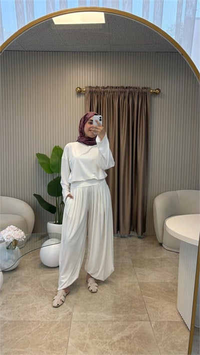 Beyaz Oversize Eşofman Takım