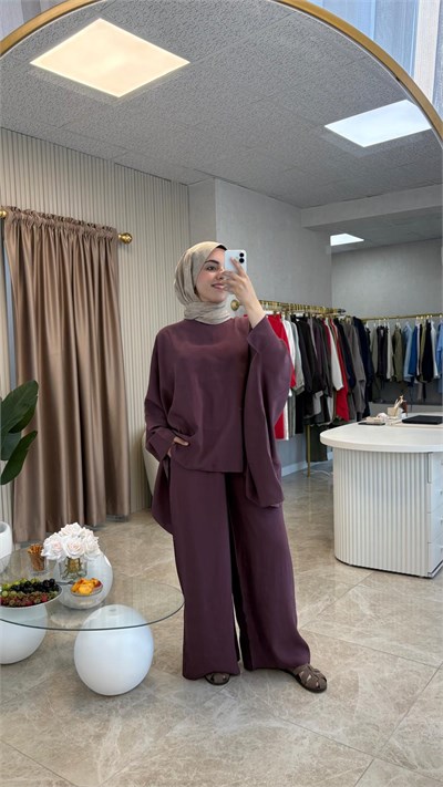 Mürdüm Renk Oversize Takım