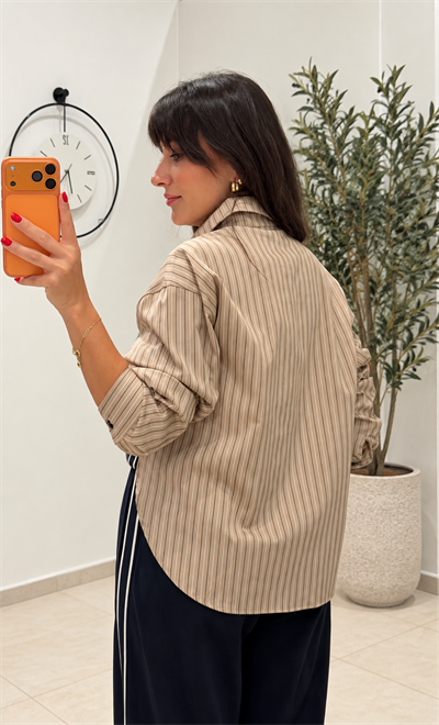 Çizgi Detaylı Gömlek Pantalon Takım - Lacivert
