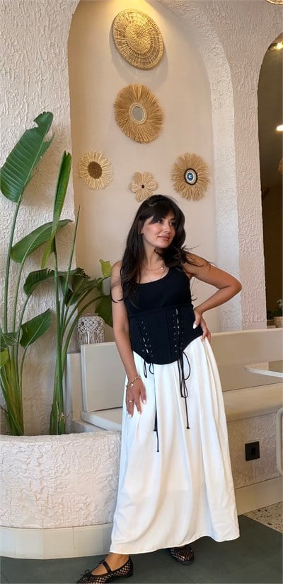 Korse Elbise Siyah - Beyaz