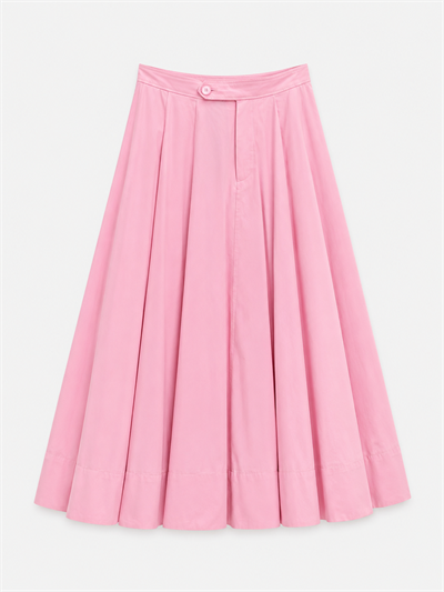 Poplin Midi Boy Etek Bel Lastikli -Pembe