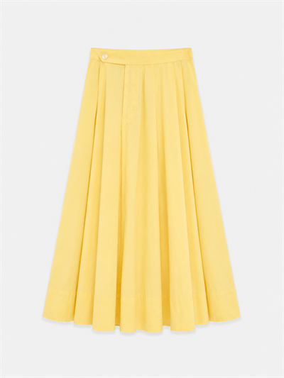 Poplin Midi Boy Etek Bel Lastikli - Sarı