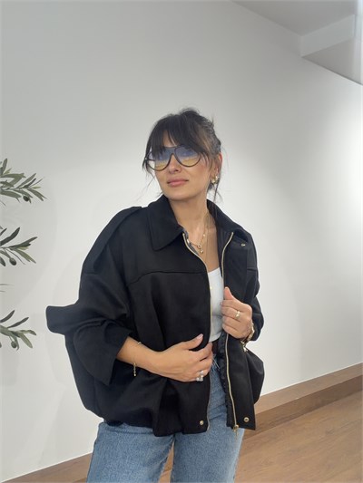 Süet Bomber Ceket Siyah