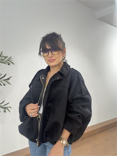 Süet Bomber Ceket Siyah