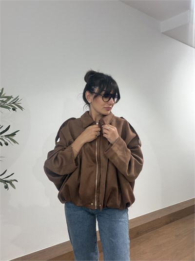 Süet Bomber Ceket Taba