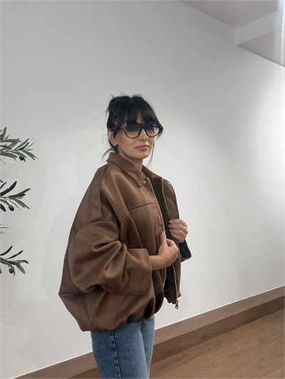Süet Bomber Ceket Taba