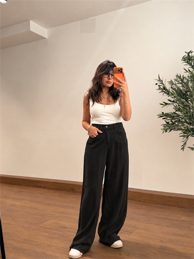 Yumuşacık Tencel Jean Pantolon Siyah