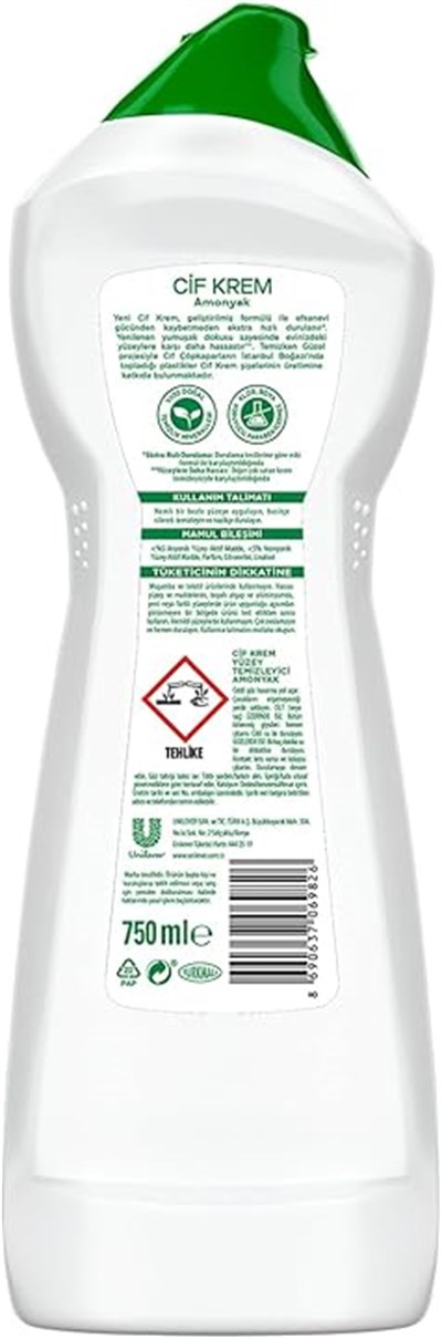 Cif Krem 2x750 ml Amonyaklı Temizleyici