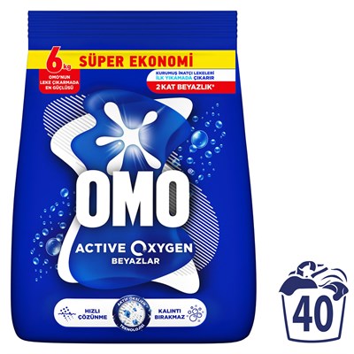 Omo Active Oxygen Beyazlar için 6 kg Toz Deterjan