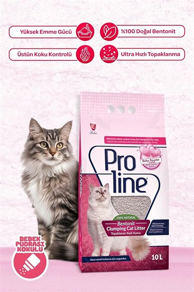Proline 2x10 L Bebek Pudrası Kokulu İnce Taneli Kedi Kumu