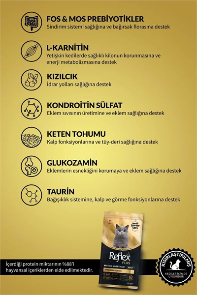 Reflex Plus British Shorthair 1.5 kg Tavuklu Yavru Kedi Maması