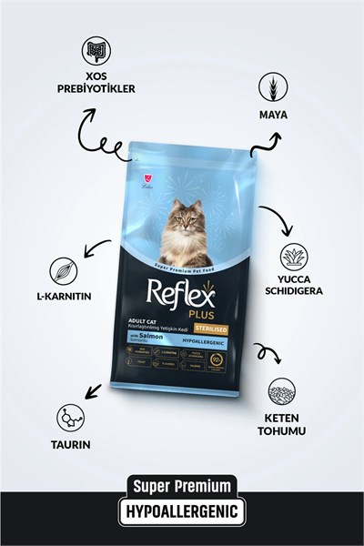 Reflex Plus Hipoalerjenik Kısırlaştırılmış Sterilised Somonlu Yetişkin 8 kg Kedi Maması