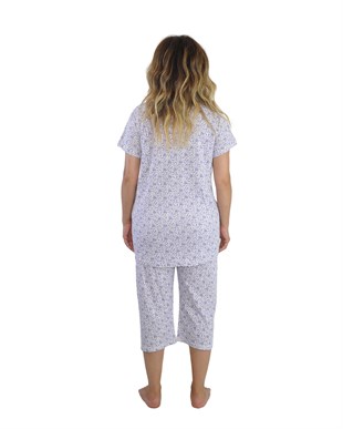 Kadın Büyük Beden Pijama Takımı Mor Fiyonklu