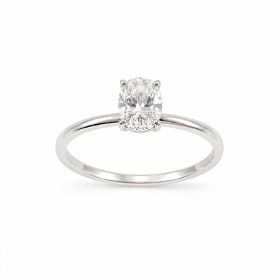 Oval Cut Lab Diamond Gümüş Tektaş Yüzük