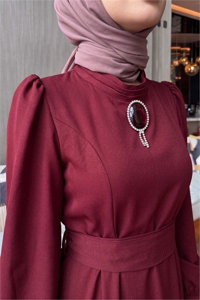 Hakim Yaka Abiye Elbise - BORDO