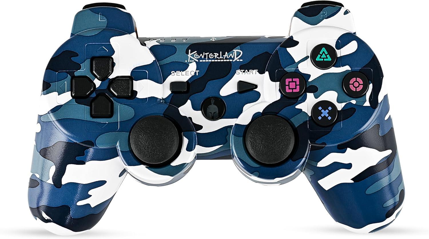 Playstation 3 Konsol ve AksesuarKontorland Ps3 Oyun Kolu - Konsol Kulübü Kontorland PS3 Uyumlu Titreşimli Kablosuz Oyun Kolu GamePad Mavi Kamuflaj
