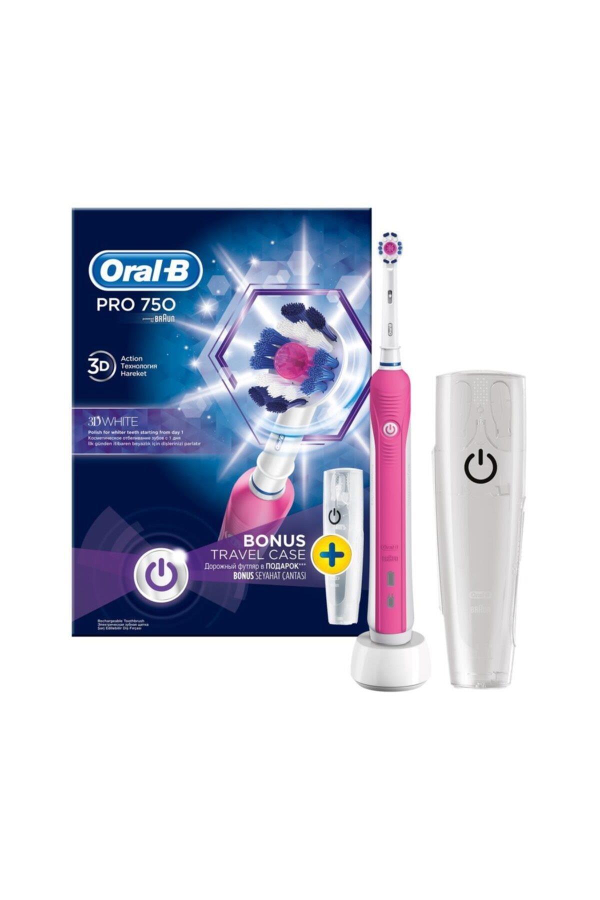Pro 750 Şarj Edilebilir Diş Fırçası Cross Action Pembe + Seyahat Kabı