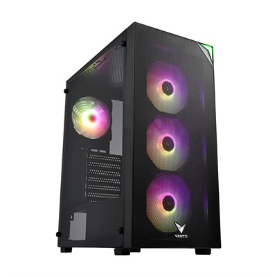 VENTO VG4200S PSU YOK 4x12CM RGB FAN E-ATX MESHED PANEL 2xUSB2.0/1xUSB3.0 SİYAH GAMING KASA