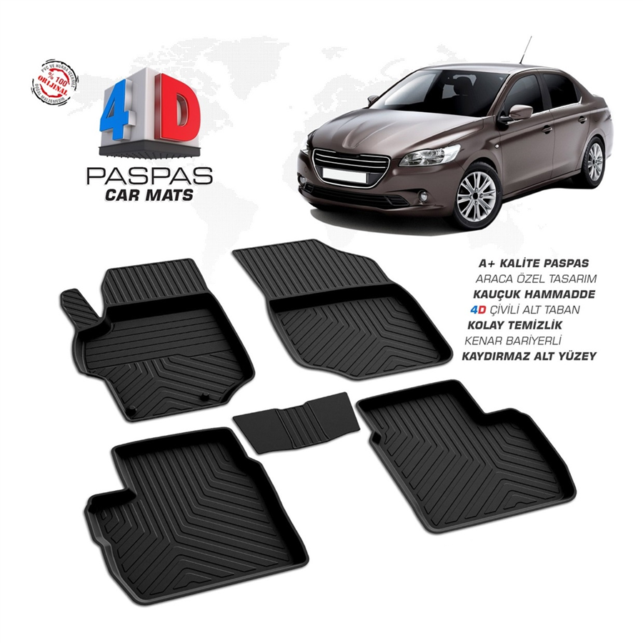 Peugeot 301 Ferrous 4D Havuzlu Kauçuk Paspas 2013 ve Üstü