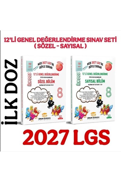 2027 LGS 8. Sınıf İlk Doz 12'li Genel Değerlendirme Sınav Seti ( SAYISAL + SÖZEL ) ( 1. DÖNEM )