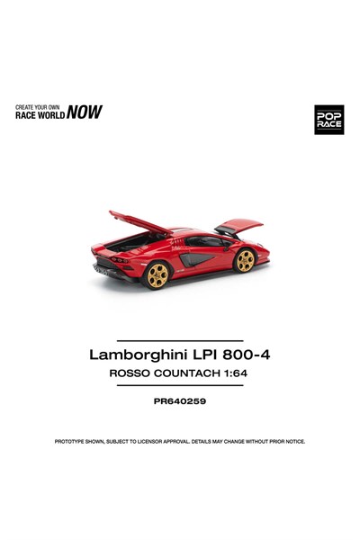 Pop Race Lamborghini LPI 800-4 Rosso Countach Kırmızı 1:64 Diecast Model Araba