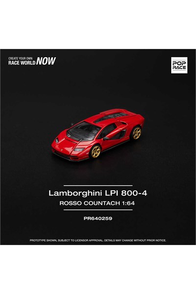 Pop Race Lamborghini LPI 800-4 Rosso Countach Kırmızı 1:64 Diecast Model Araba
