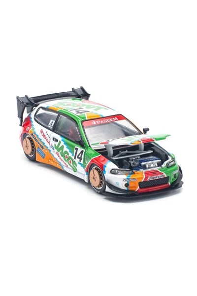 Pop Race Pandem Honda Civic EG6 Metallic JACCS 1:64 Diecast Model Araba PR64-128