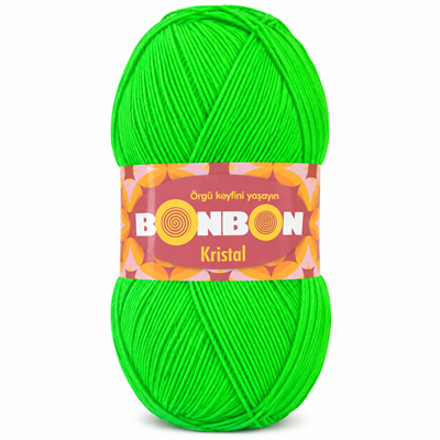 Bonbon Kristal Neon Yeşil Örgü İpi 100 gr 475 m