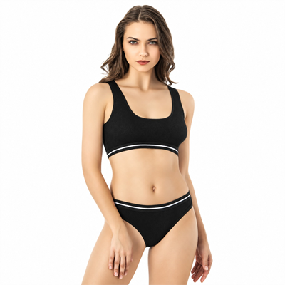 Kota 4511 Kadın Kaşkorse Pedli Büstiyer ve Bikini Külot İkili Takım – Siyah