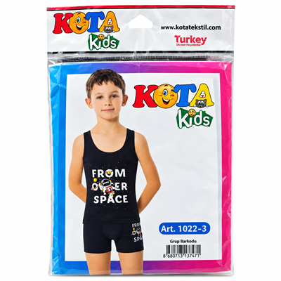 Kota Kids Erkek Çocuk Uzay Astronot Baskılı Atlet Boxer Takım 