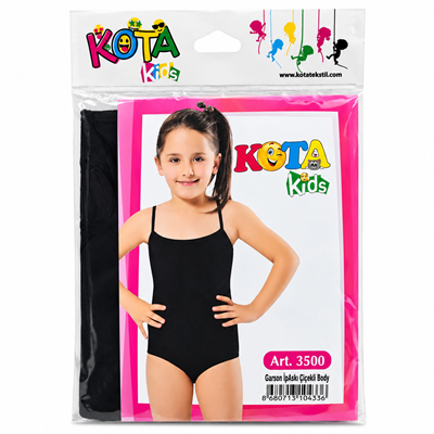Kota Kids Kız Çocuk İnce Askılı Body – Siyah – Art. 3500