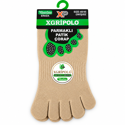 XGripolo Erkek Parmaklı Patik Çorap – ten – 40/45