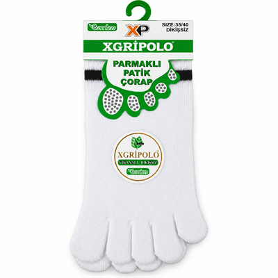 XGripolo Parmaklı Patik Çorap – Beyaz – 35/40