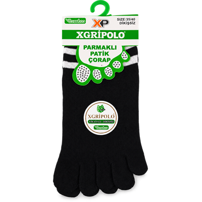 XP XGripolo Parmaklı Patik Çorap – Siyah – 35/40