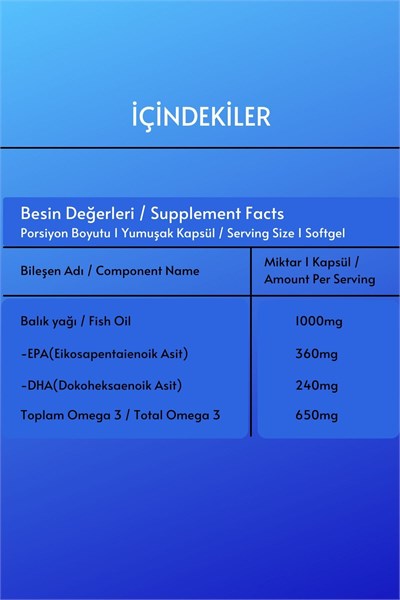Omega 3 Balık Yağı Fish Oil(1330 Mg - 30 Softjel)