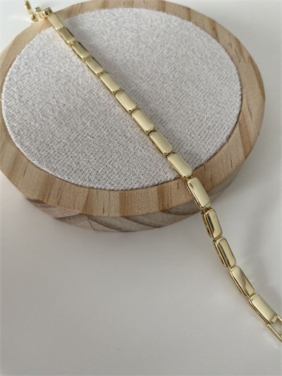 Altın Kaplama Oval Model Plaka Bileklik (17cm+ek)