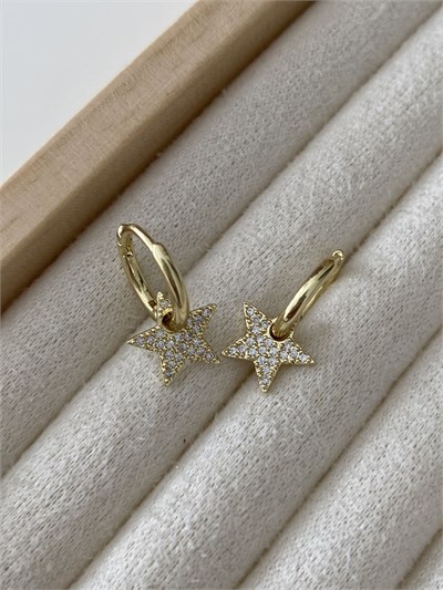 Taşlı Yıldız Charm Halka Küpe 
