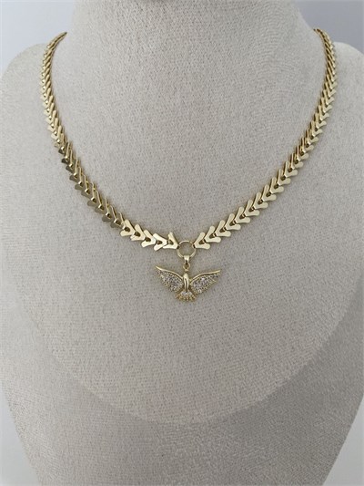 Gömme Taşlı Anka Figürlü Choker Kolye